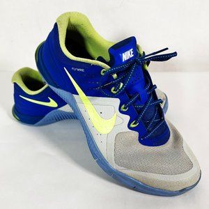 Women's Nike Metcon 2 FlyWire Size 11 Running Shoes 821913 003 Blue White Green